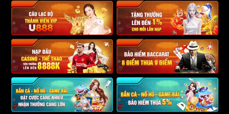 Khuyến mãi 3 Khuyến mãi U888 thưởng 1% mỗi lần nạp tiền