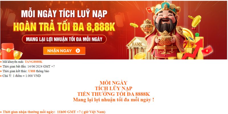 Khuyến mãi 1 Nạp tiền lần đầu giá trị nhận thưởng đến 8.888k